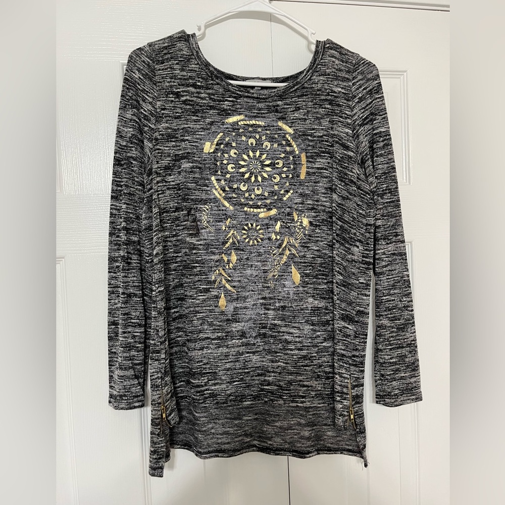 Charlotte Russe Blouse, black and gray, size L